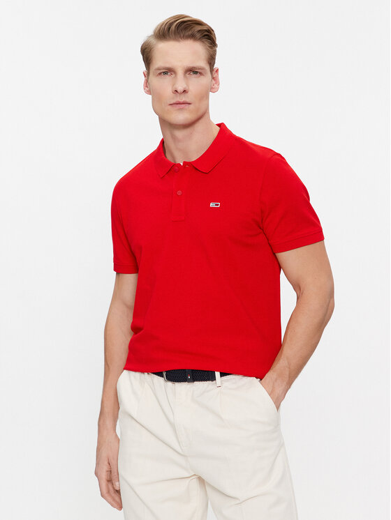 Рубашка-поло узкого кроя Tommy Jeans, красный