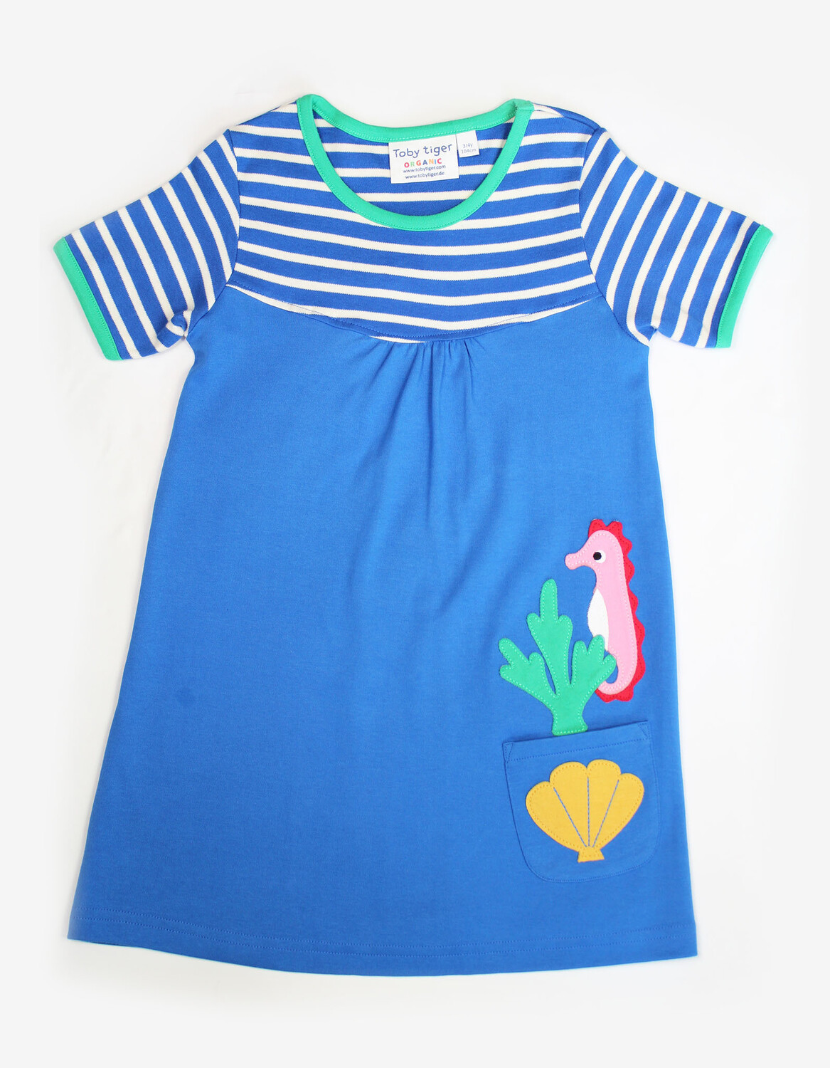 

Платье Toby Tiger Jersey mit Seepferdchen Applikation, синий