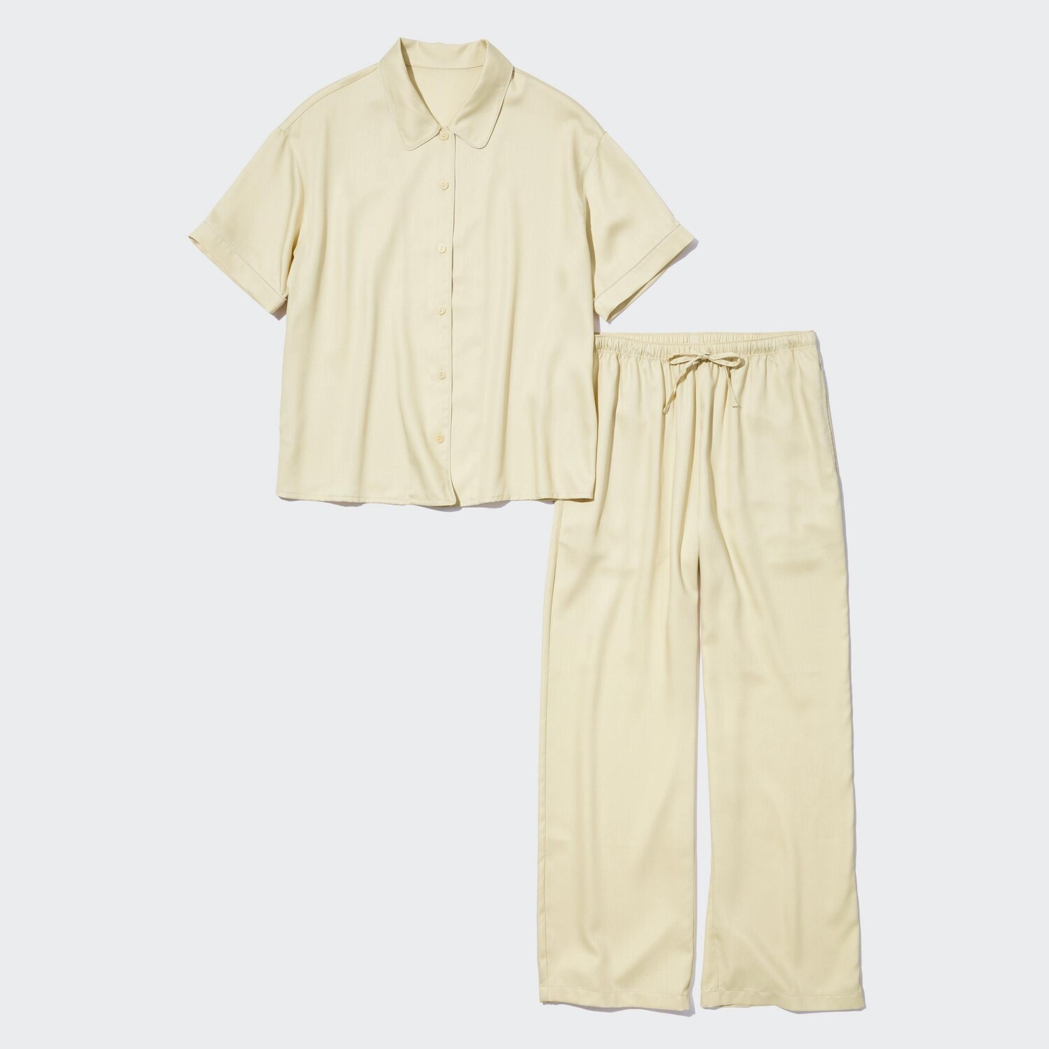 

Пижама UNIQLO атласная с короткими рукавами, светло-бежевый