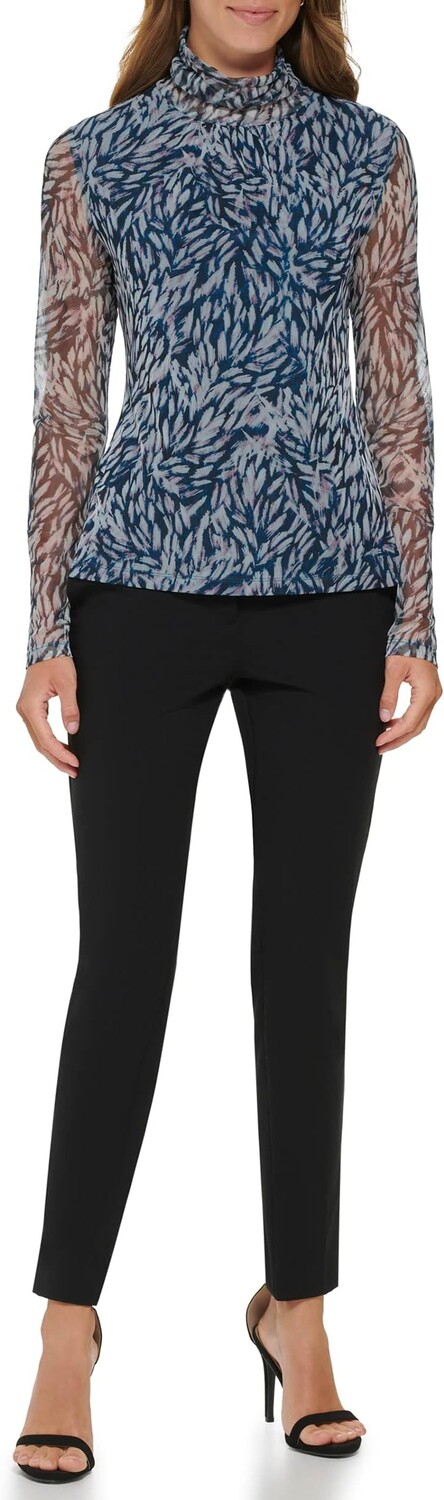 

Водолазка с длинными рукавами и присборенными деталями DKNY, цвет Brushstroke Leaf/Cashmere Multi
