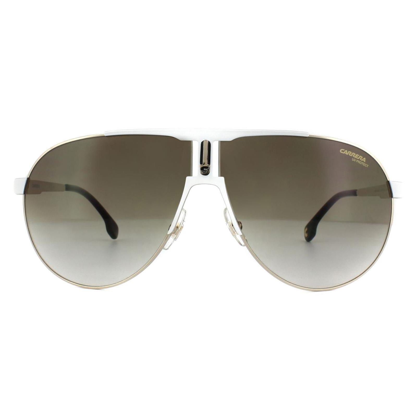 Солнцезащитные очки-авиаторы из белого золота с коричневым градиентом Carrera, белый цена и фото