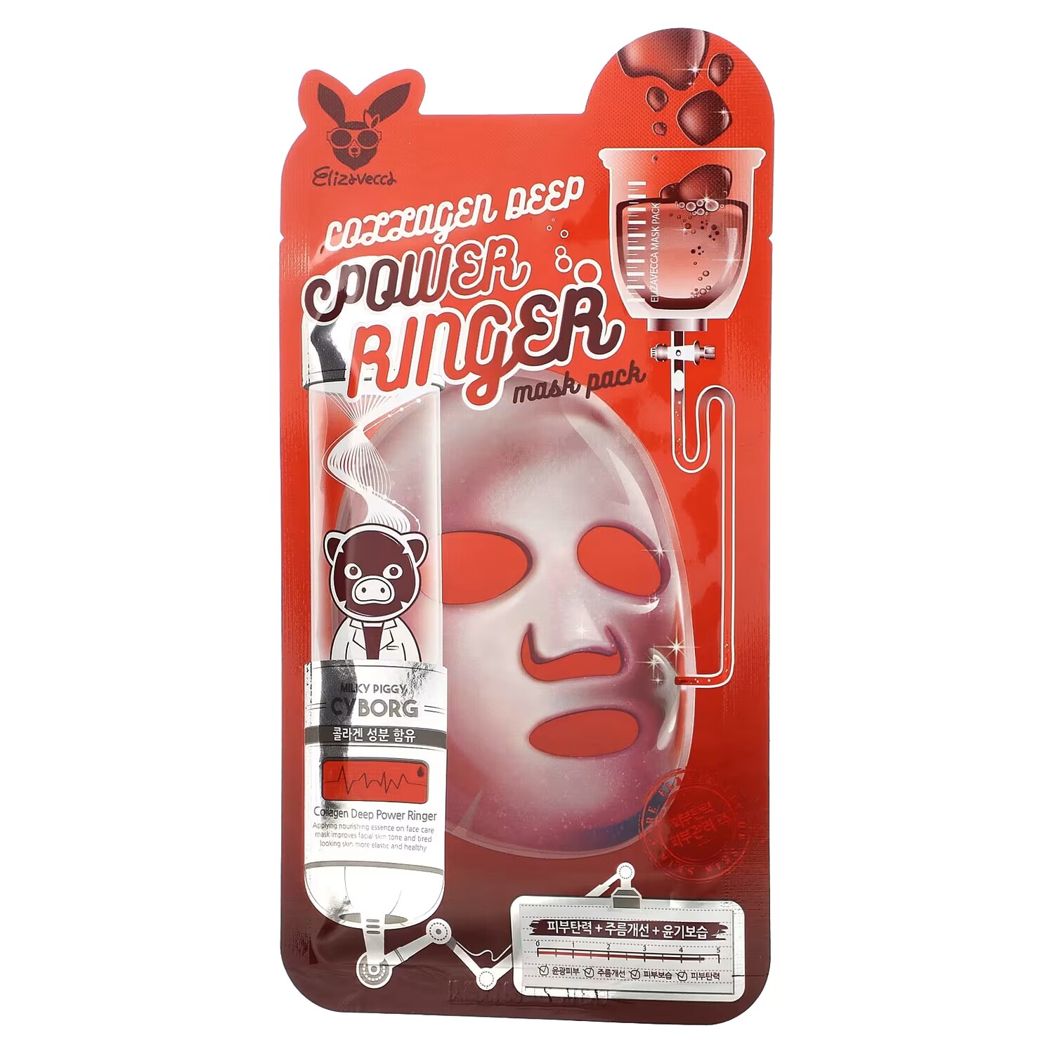 

Elizavecca Milky Piggy Cyborg Collagen Deep Power Ringer Beauty Mask Pack, 1 тканевая маска, 0,78 жидких унций (23 мл)