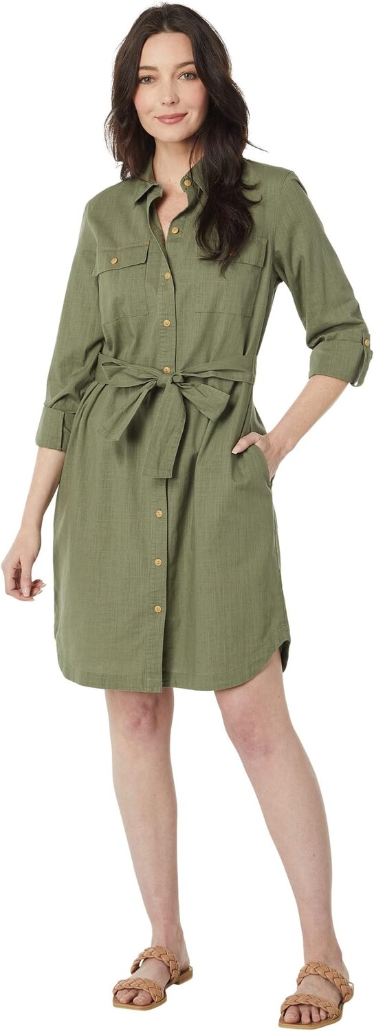 

Платье-рубашка на пуговицах спереди Signature Camp L.L.Bean, цвет Olive Gray