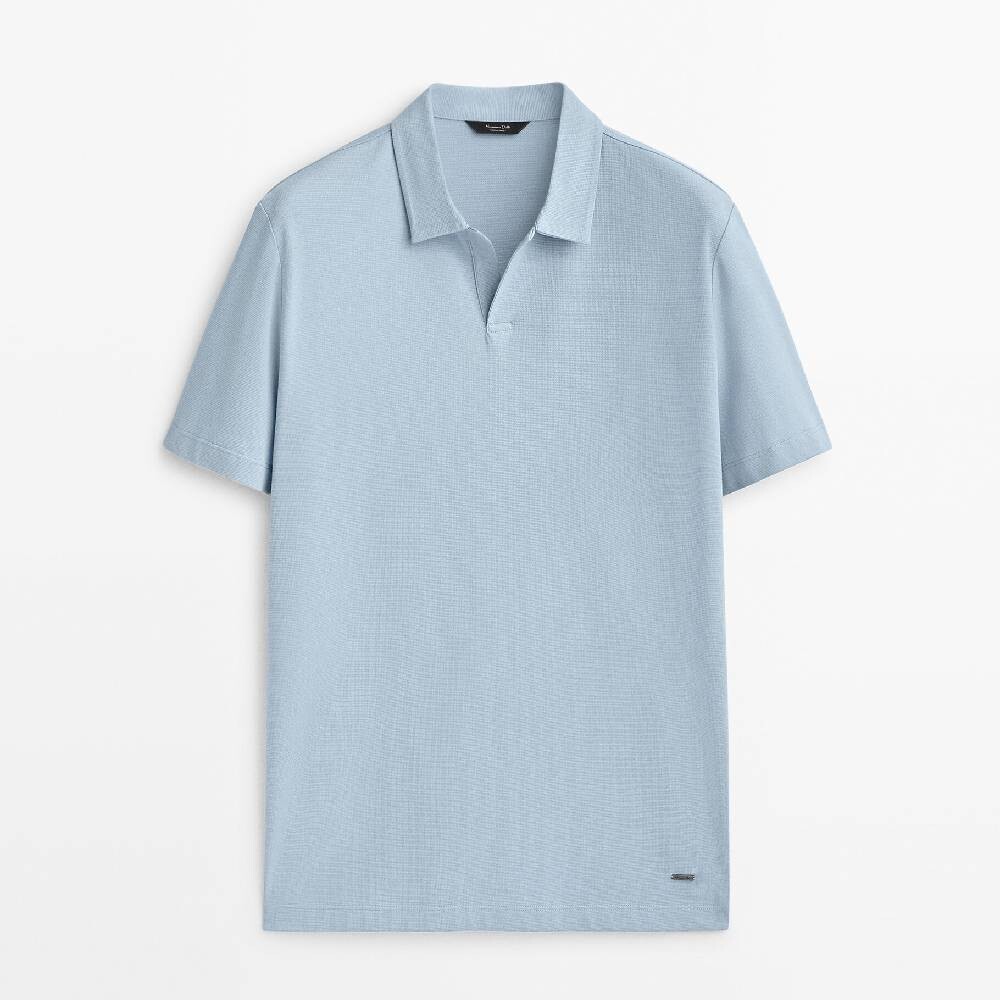 

Рубашка-поло Massimo Dutti Cotton Chek, голубой