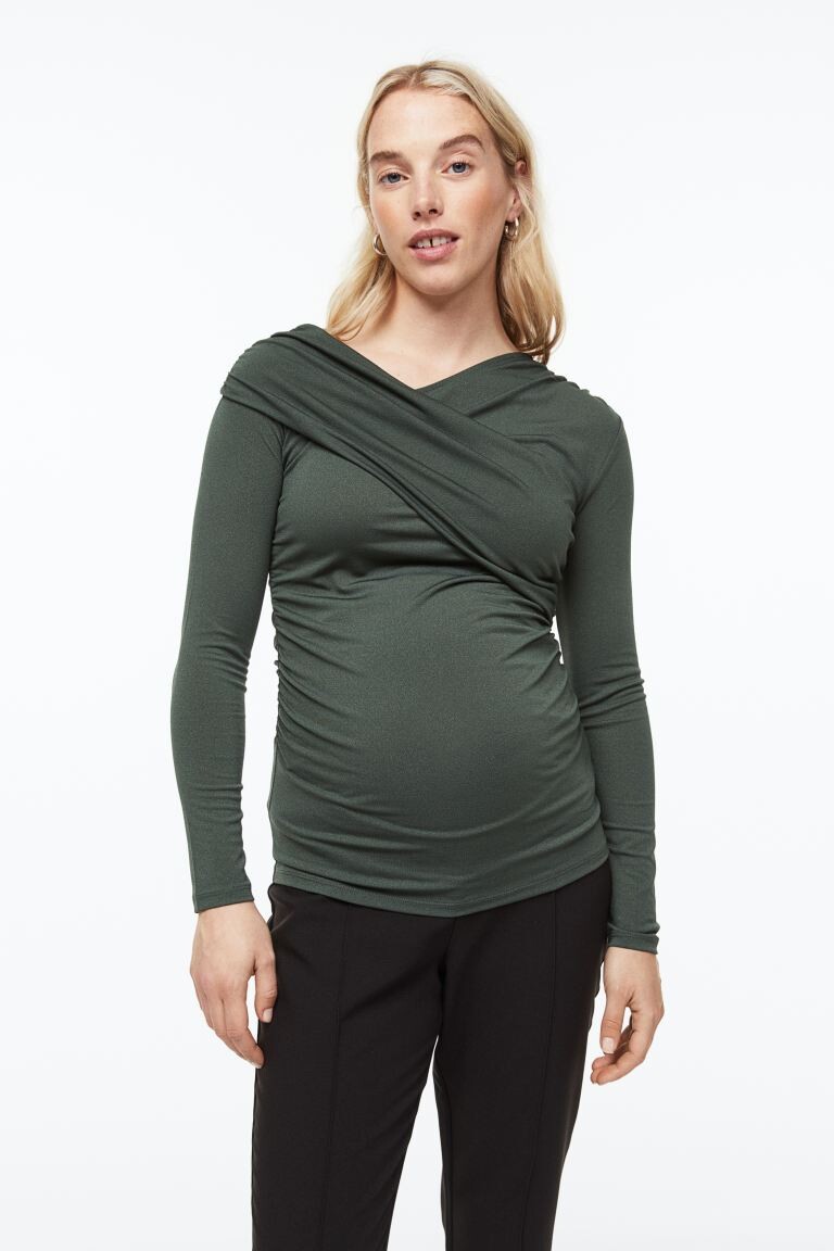 

МАМА жатый топ H&M, темно-зеленый