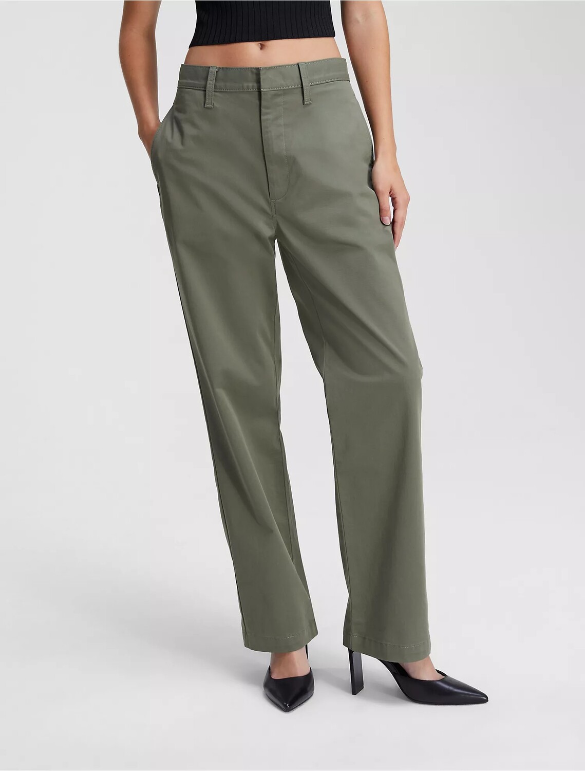 

Брюки Calvin Klein Straight Stretch, оливковый, Зеленый