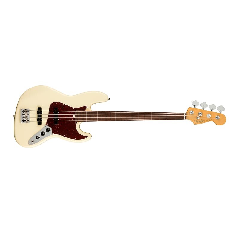 

Безладовая бас-гитара Fender American Professional II Jazz Bass с легкими клавишами в винтажном стиле, коническими валами, кленовым грифом в форме буквы «С» (накладка из палисандра, олимпийский белый)