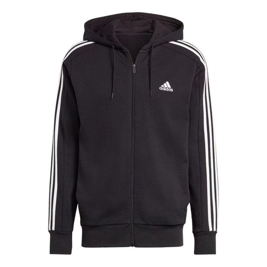 Худи Adidas Essentials French Terry 3-Stripes Full-Zip Hoodie IC0433, черный