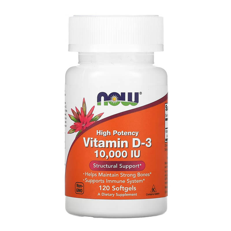 Витамин D3 NOW Foods 10 000 МЕ, 120 мягких таблеток now foods капсулы с кальцием и магнием с микроэлементами и витамином d 240 капсул