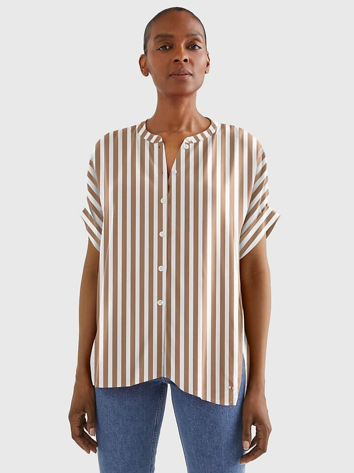 

Блузка Tommy Hilfiger Stripe Short Sleeve, хаки/белый