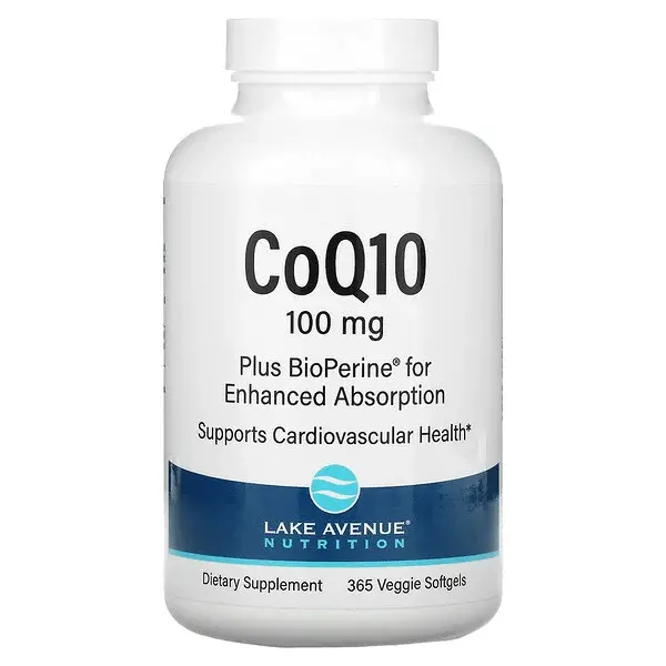 

CoQ10 Plus BioPerine, 100 мг, 365 растительных капсул, Lake Avenue Nutrition