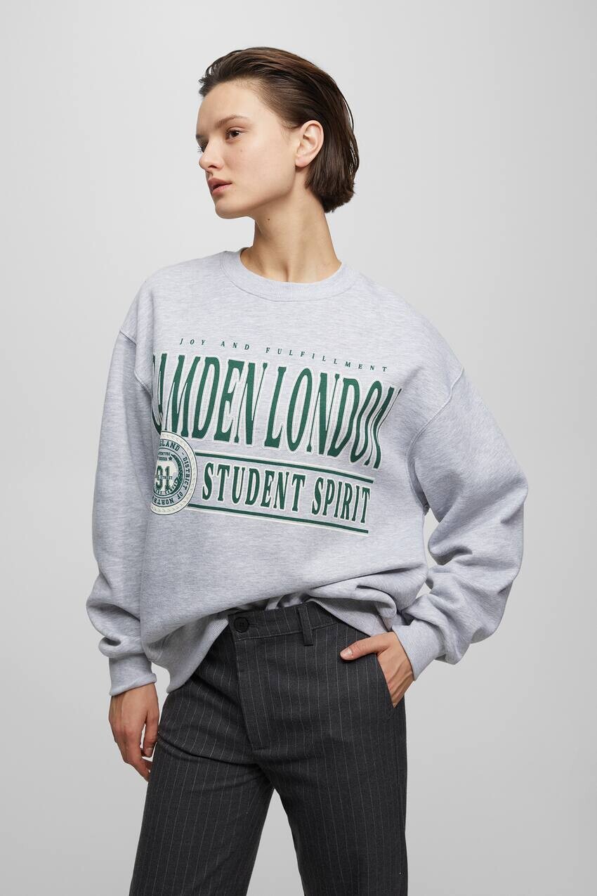 

Университетская толстовка Pull&Bear, серый