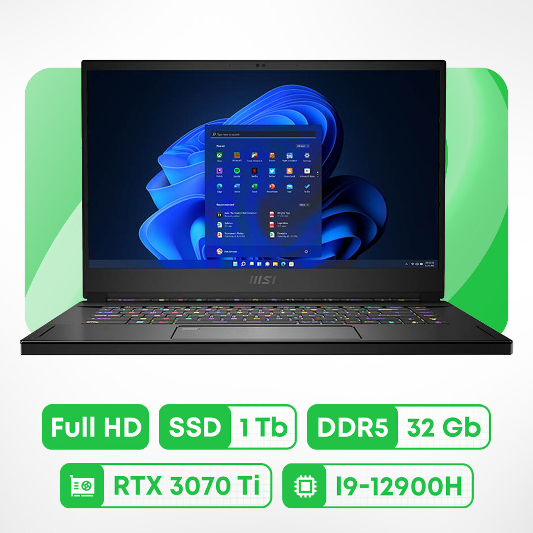 

Игровой ноутбук MSI GS66 Stealth 12UGS, 15.6'', 32 Гб/1 Тб, i9-12900H, RTX 3070 Ti, черный, английская клавиатура