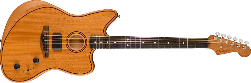 

Fender American Acoustasonic Jazzmaster All-Mahogany, накладка на гриф из черного дерева, натуральный цвет