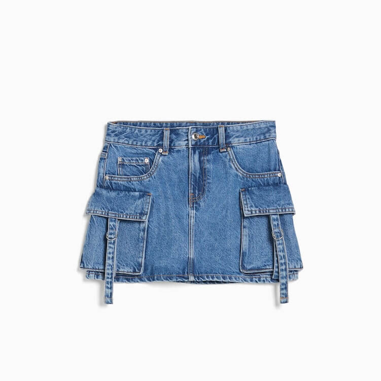 

Юбка-мини Bershka Denim Cargo, синий