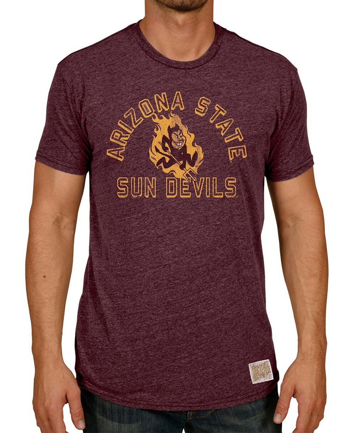 

Мужская футболка hither maroon arizona state sun devils vintage-like tri-blend Original Retro Brand, мульти