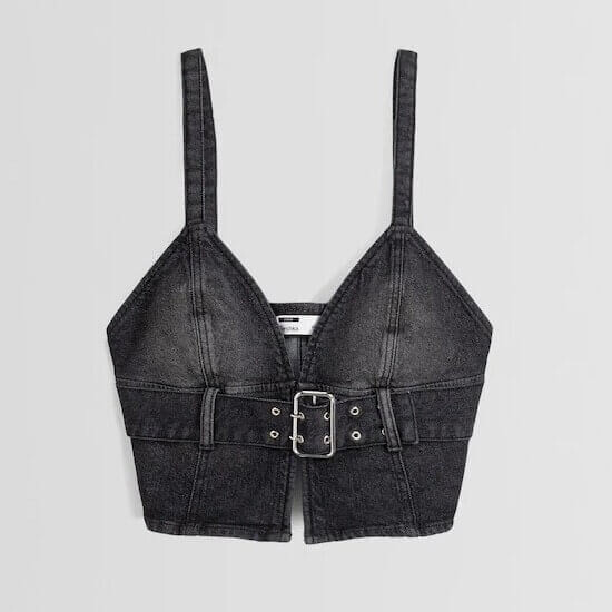 

Джинсовый топ на бретельках Bershka With Buckle, черный