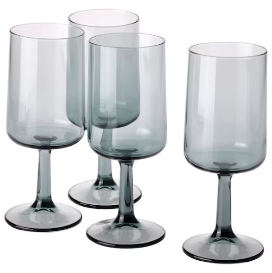 Набор бокалов для вина 4 штуки 410 мл Ikea Ombonad, серый