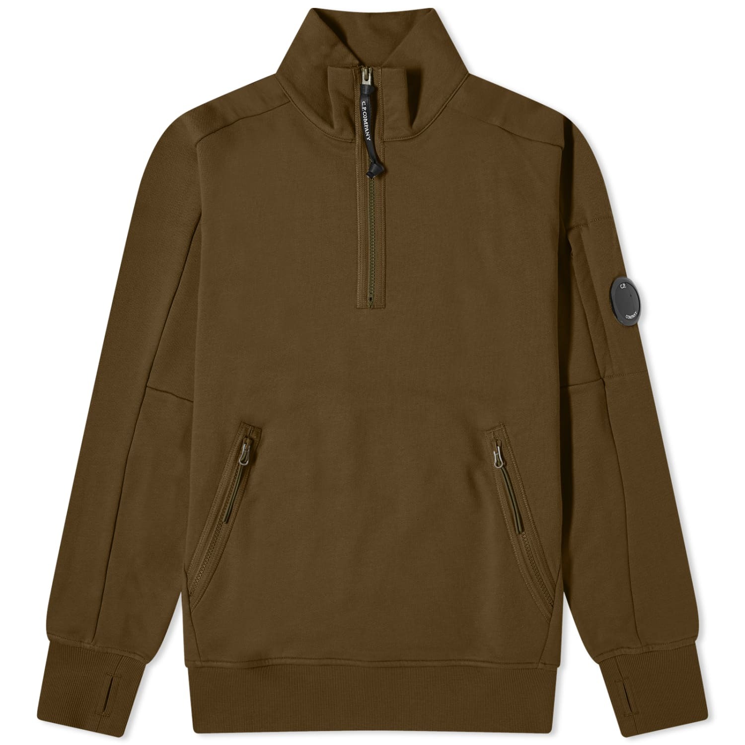 Свитшот C.P. Company Diagonal Raised Fleece Zipped, зелено-коричневый