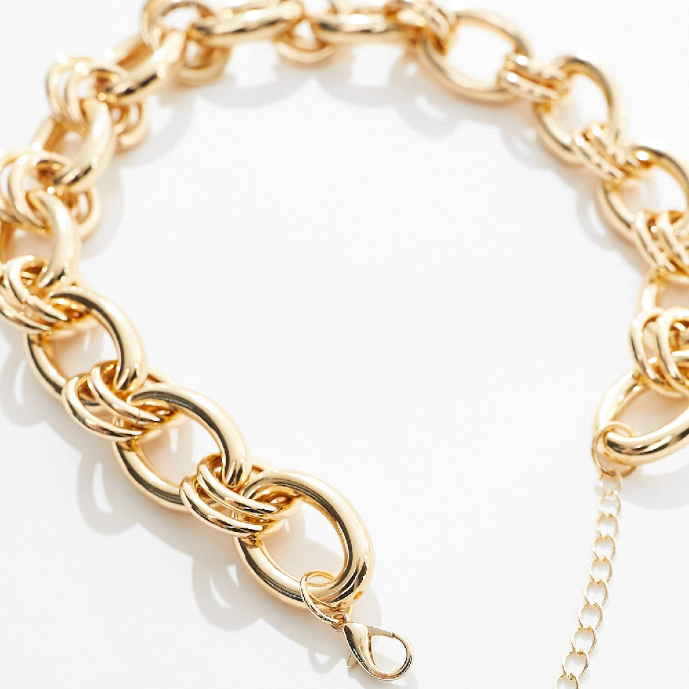 Ожерелье Asos Design Circular Chain, золотистый poche серебристое колье с карабином голубого цвета и звеньями с эмалью