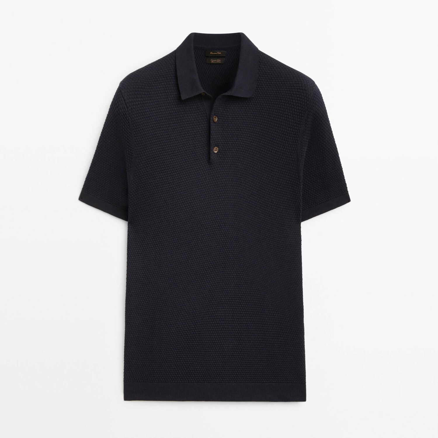 

Свитер-поло Massimo Dutti Textured Short Sleeve, темно-синий