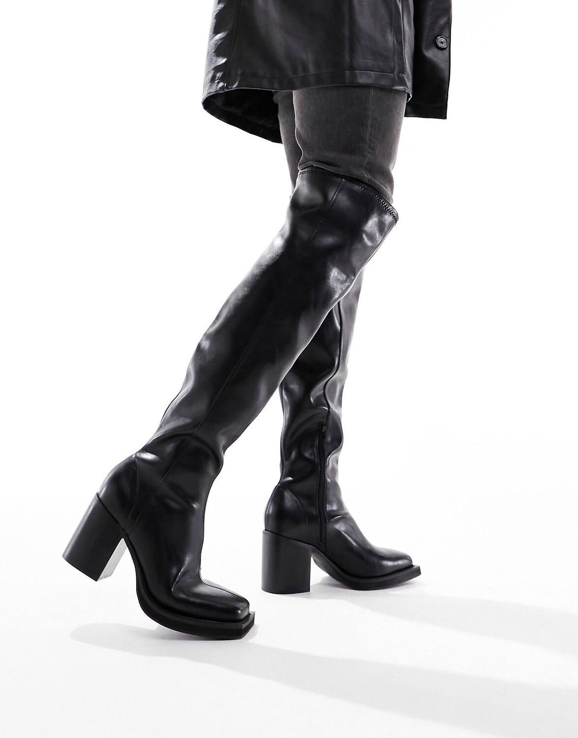 

Сапоги Asos Design Over The Knee Heeled Chelsea On Chunky Sole, черный