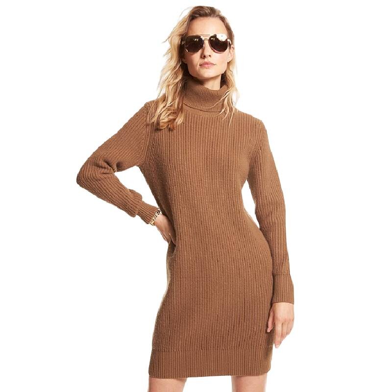 

Платье Michael Michael Kors Ribbed Wool and Cashmere Sweater, коричневый