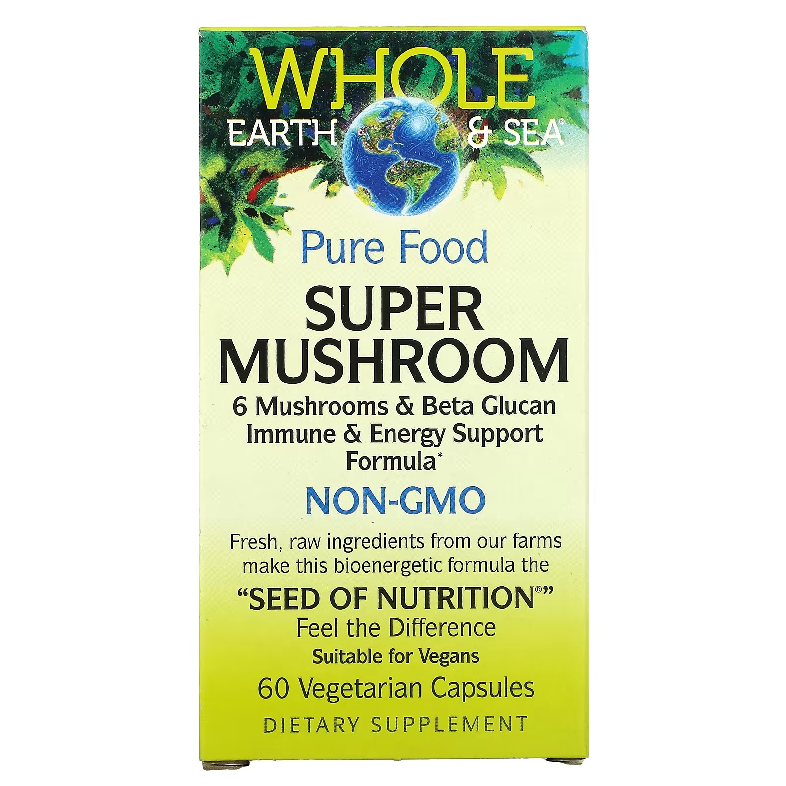 цена Natural Factors Whole Earth & Sea супер гриб, 60 вегетарианских капсул