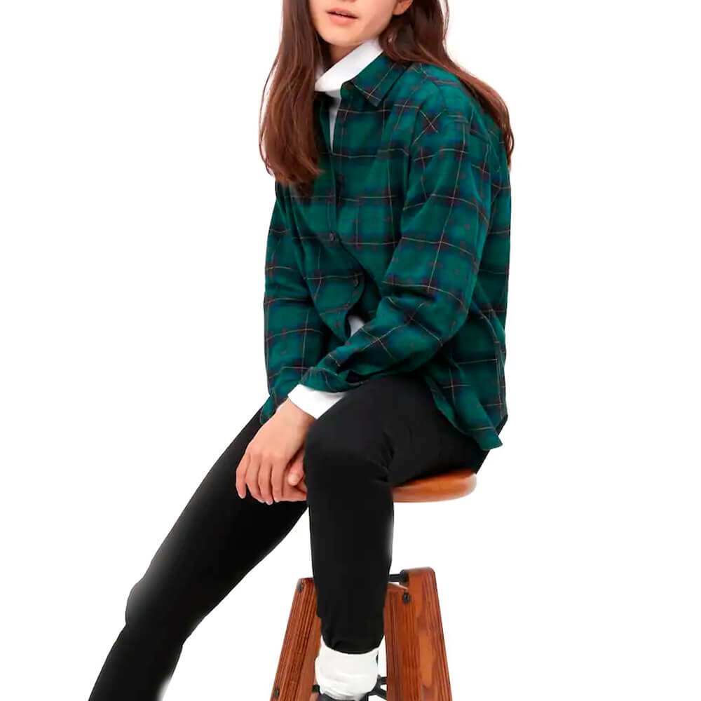 

Рубашка Uniqlo Flannel Checked, тёмно-зелёный