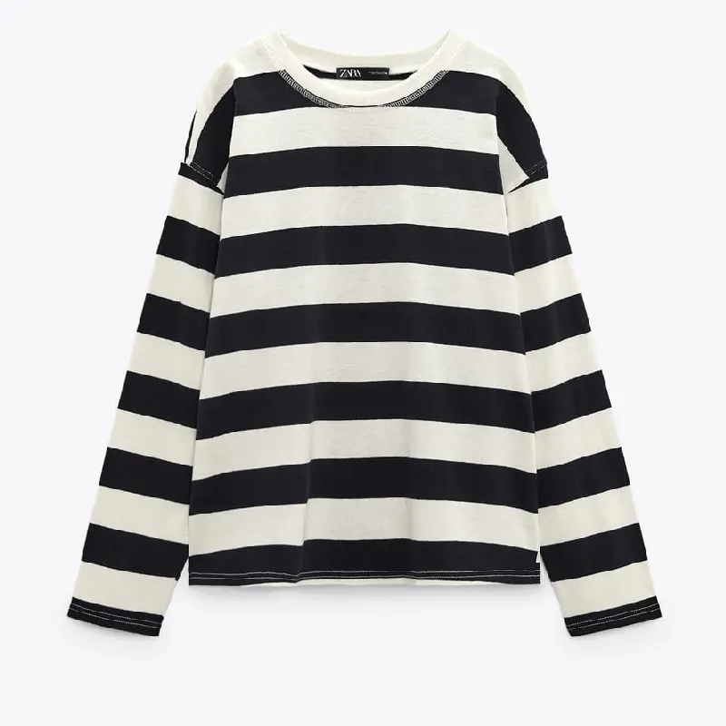 

Футболка Zara Striped Oversize, черный/белый