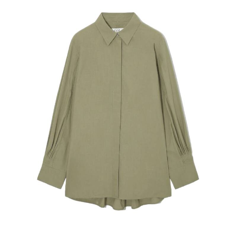 

Рубашка COS Pleated Poplin, хаки