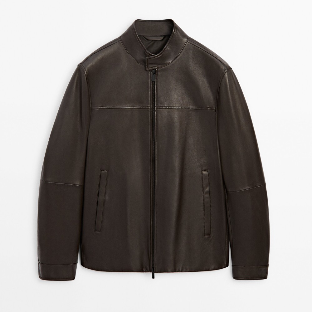 Куртка Massimo Dutti Nappa Leather, коричневый