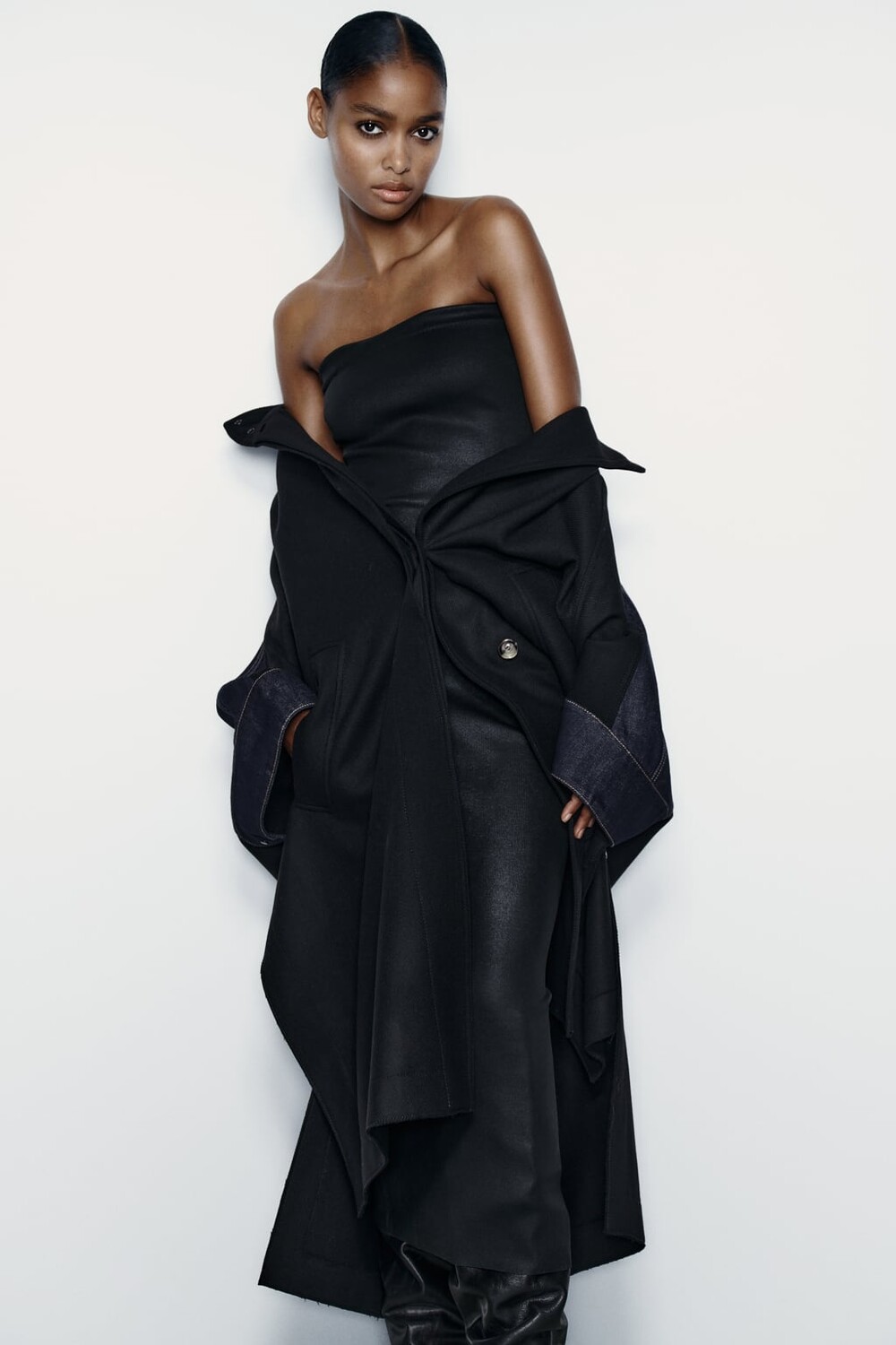 

Вязаный жилет из фольги ZARA, черный