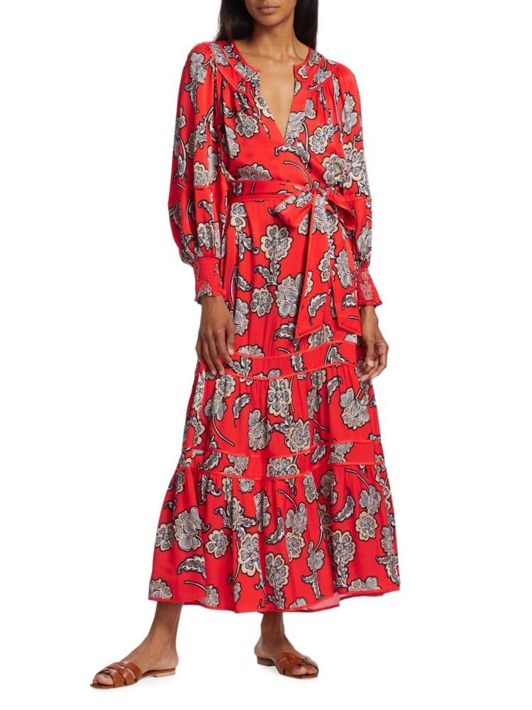 

Платье макси с цветочным принтом Lyla Alice + Olivia, цвет Red Multicolor
