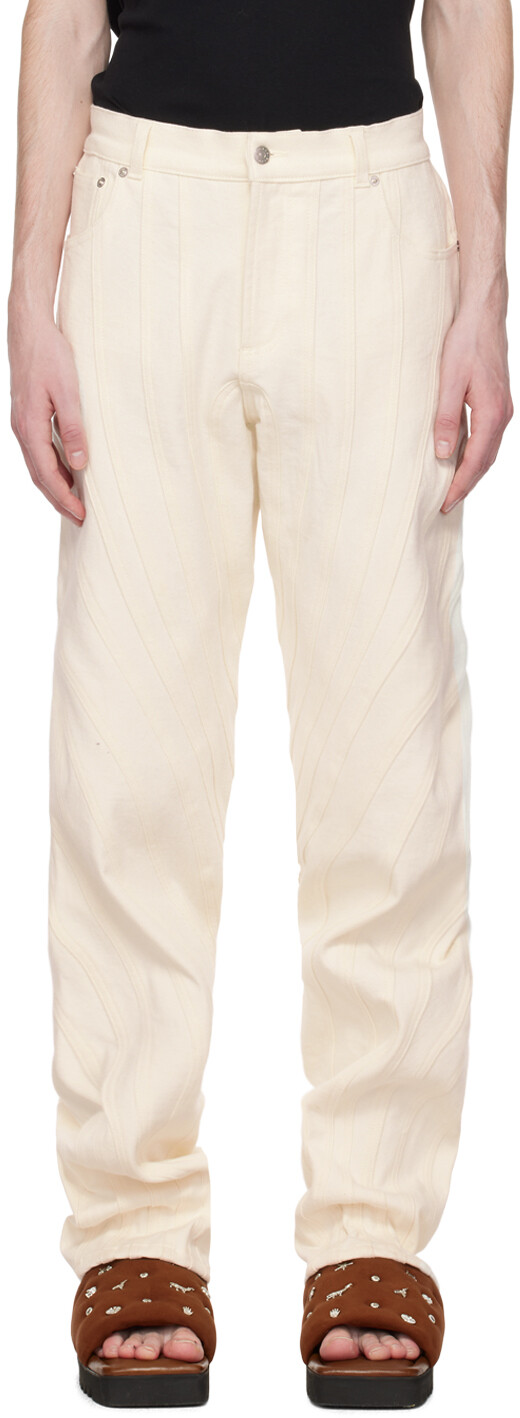 

Джинсы со спиральными вставками Off-White Mugler