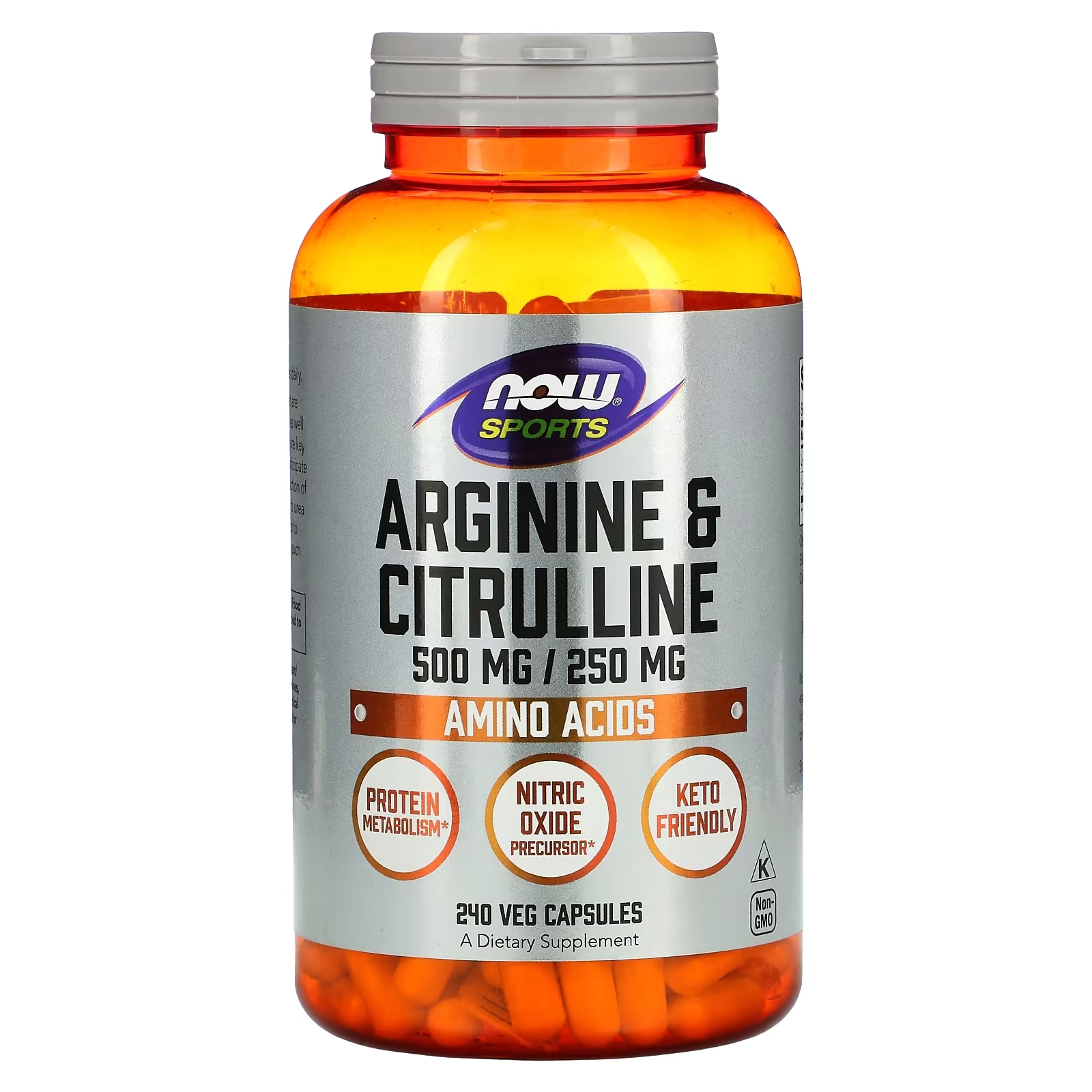 Аминокислоты NOW Foods Sports аргинин и цитруллин, 240 вегетарианских капсул