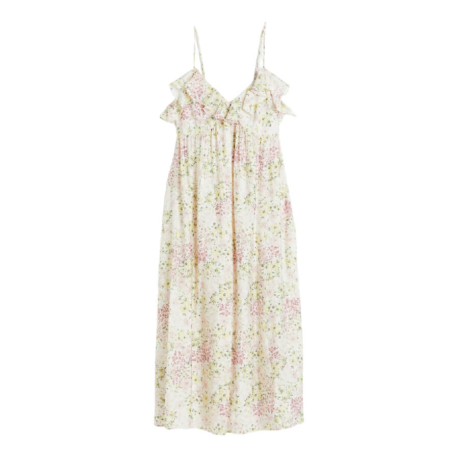 цена Платье H&M Sleeveless V-neck, кремовый/цветочный