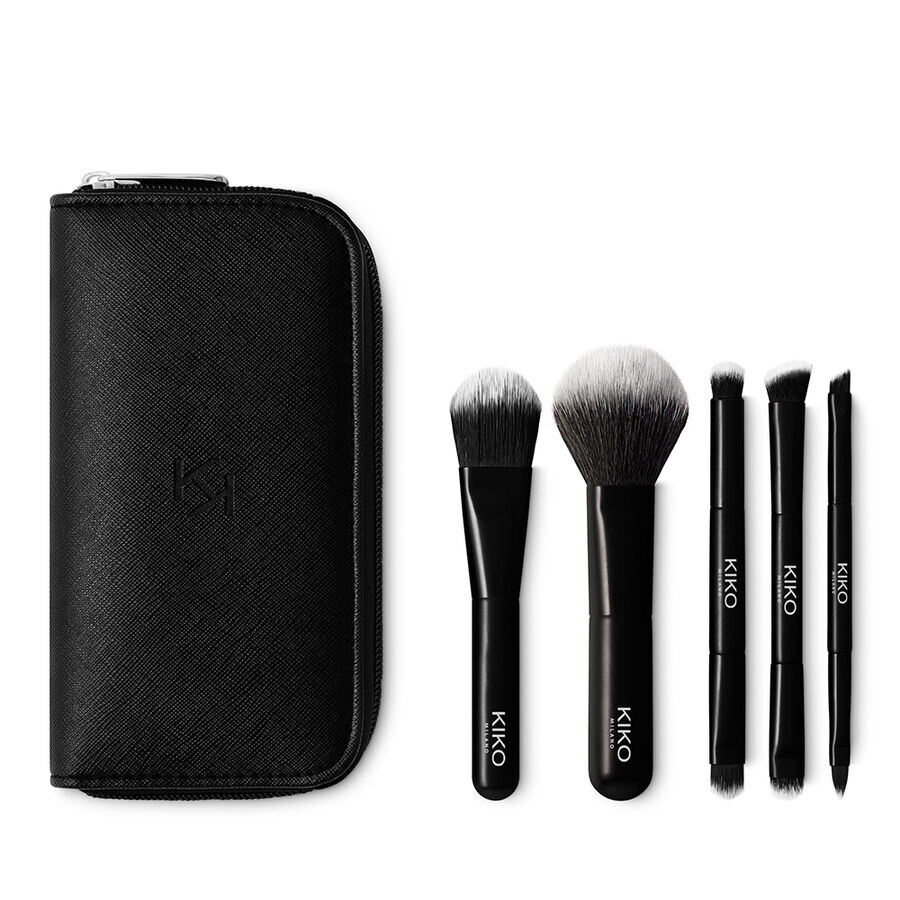 

Kiko Milano Travel Brush набор: дорожная косметичка 1 шт + профессиональные кисти 5 шт.