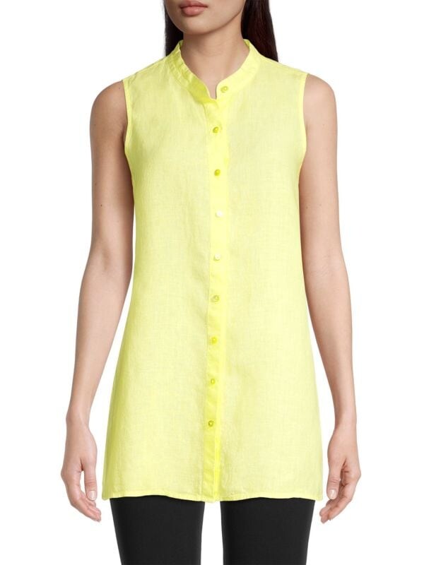 

Хлопковая туника без рукавов Eileen Fisher Yellow
