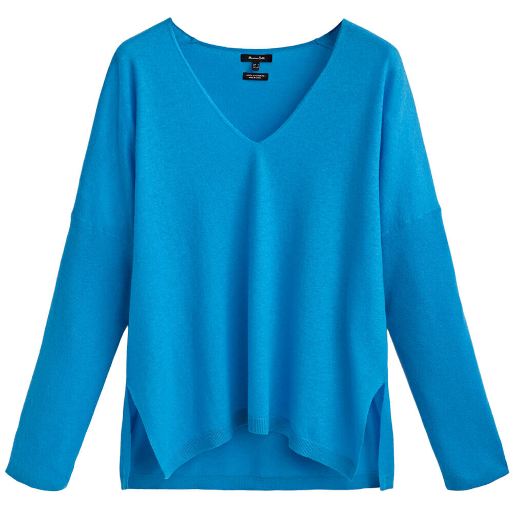 

Свитер Massimo Dutti Wool And Cashmere Blend, бирюзовый