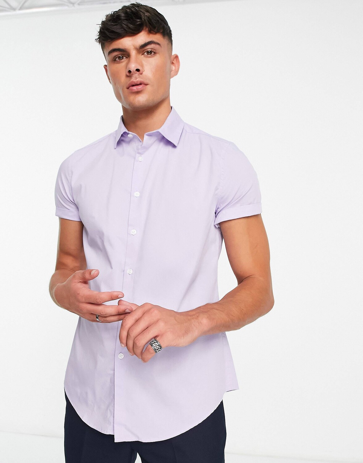 

Сиреневая рабочая рубашка узкого кроя ASOS DESIGN