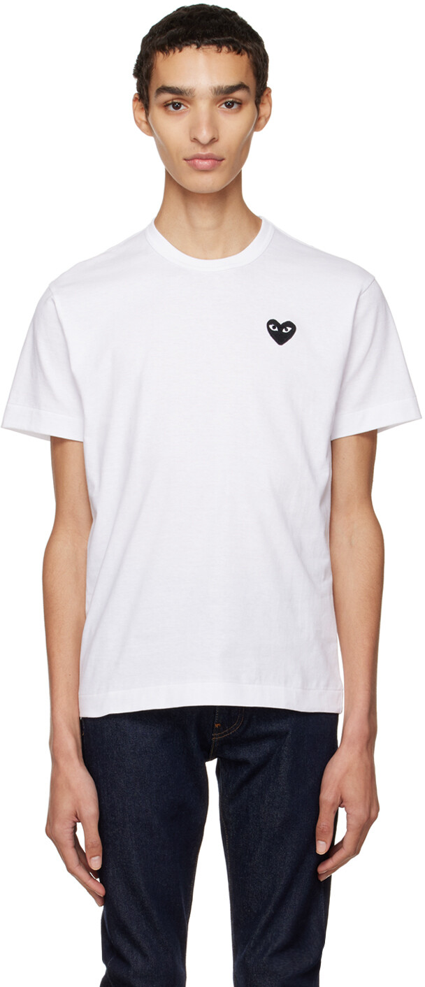 

Белая футболка с сердечками Comme des Garçons Play
