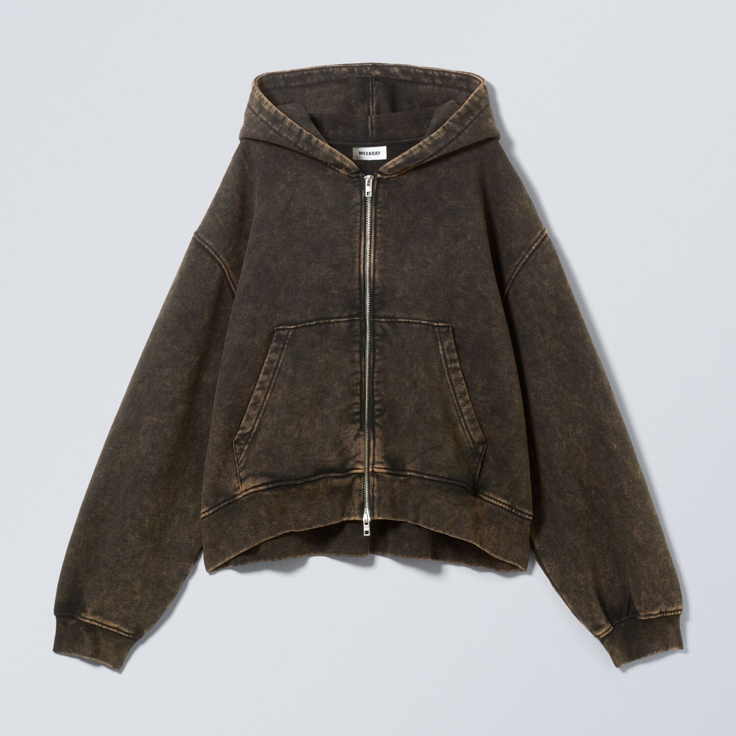 

Худи Weekday Dyed Boxy Zip, коричневый