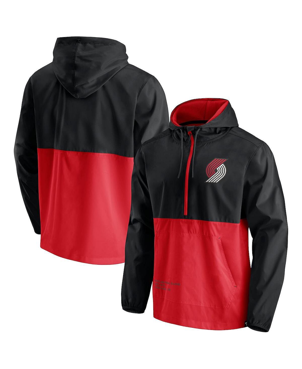 

Мужские фирменные черные и красные блейзеры portland trail blazers anorak block party ветровка куртка с капюшоном и молнией до половины Fanatics, мульти