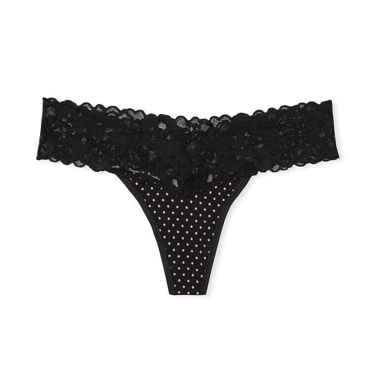 

Трусики-стринги Victoria's Secret Lace Waist Cotton, черный