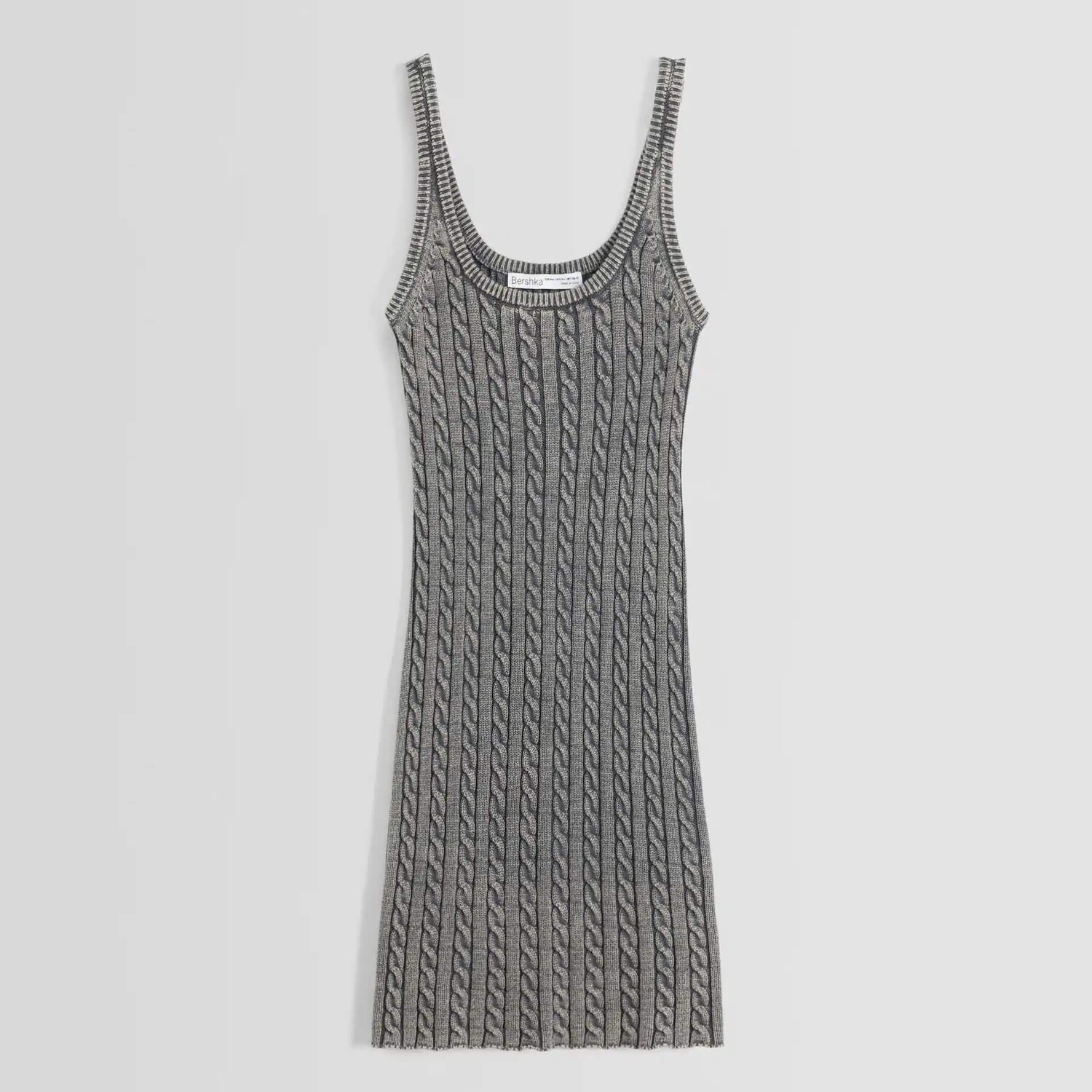 

Платье Bershka Feffect Knit Strappy Mini, серый
