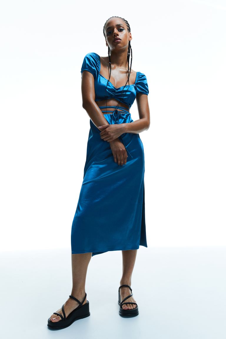 Блестящее платье с вырезами H&M, синий