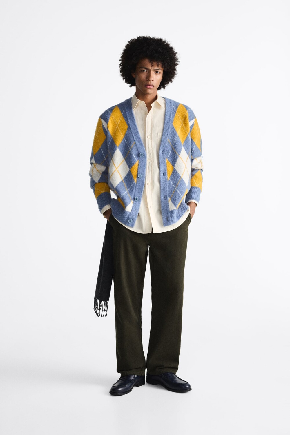 

Кардиган с аргайл ZARA, светло-синий