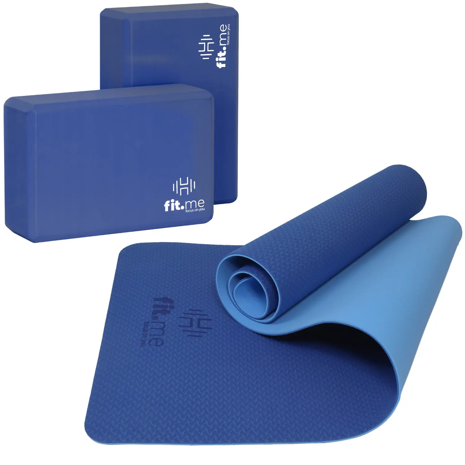 

Fit.me комплект: сине-голубой коврик для йоги, 1 шт., синий блок для йоги, 2 шт.