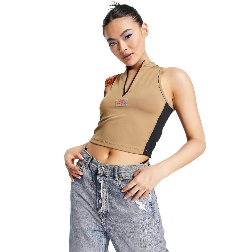 

Топ Nike Sports Utility Graphic Halter Zip, хаки